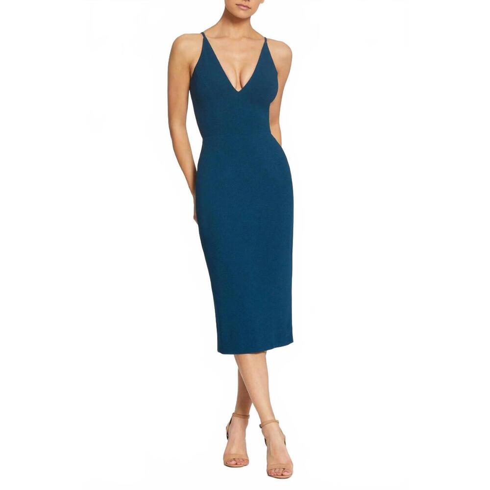 Dress the Population Teal Midi Bodycon Dress